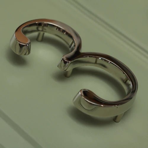 Brass bee Premium Floating Plain House Numbers in nickel finish, featuring a sleek, contemporary design with rounded edges, displayed in a pair showing the numbers 3 and 3.