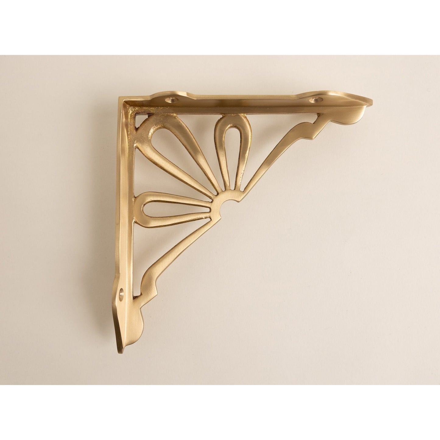 Satin Brass Flower Shelf Brackets - Heavy Duty Solid Brass - Brass bee
