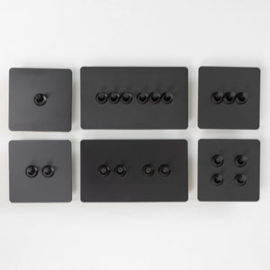 Matte Black Switches and Sockets - Straight Knurled Design