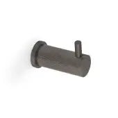 Alexander & Wilks Brunel Reeded Coat Hook in dark finish, featuring a cylindrical design with a subtle reeded texture and a protruding peg for hanging items.