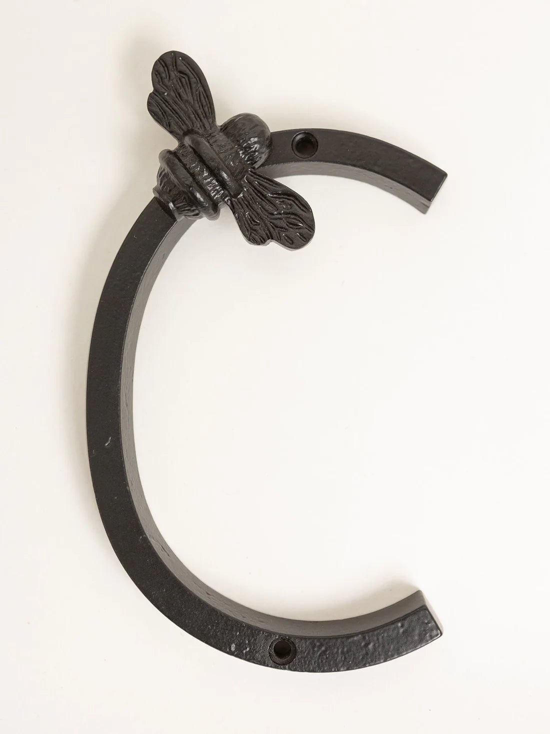 Brass bee Premium House Letters with Bee - 5 Inch, featuring a decorative bee on top and a curved letter design, made of durable metal in a black finish.