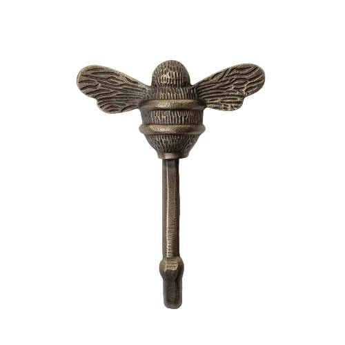 Brass bee Coat Hook by Brass bee in a heritage finish, made of iron, featuring a decorative bee design with detailed wings and a sturdy base for hanging items.