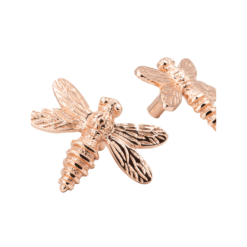 Brass Dragonfly Drawer Knob - Rose Gold Finish - Brass bee