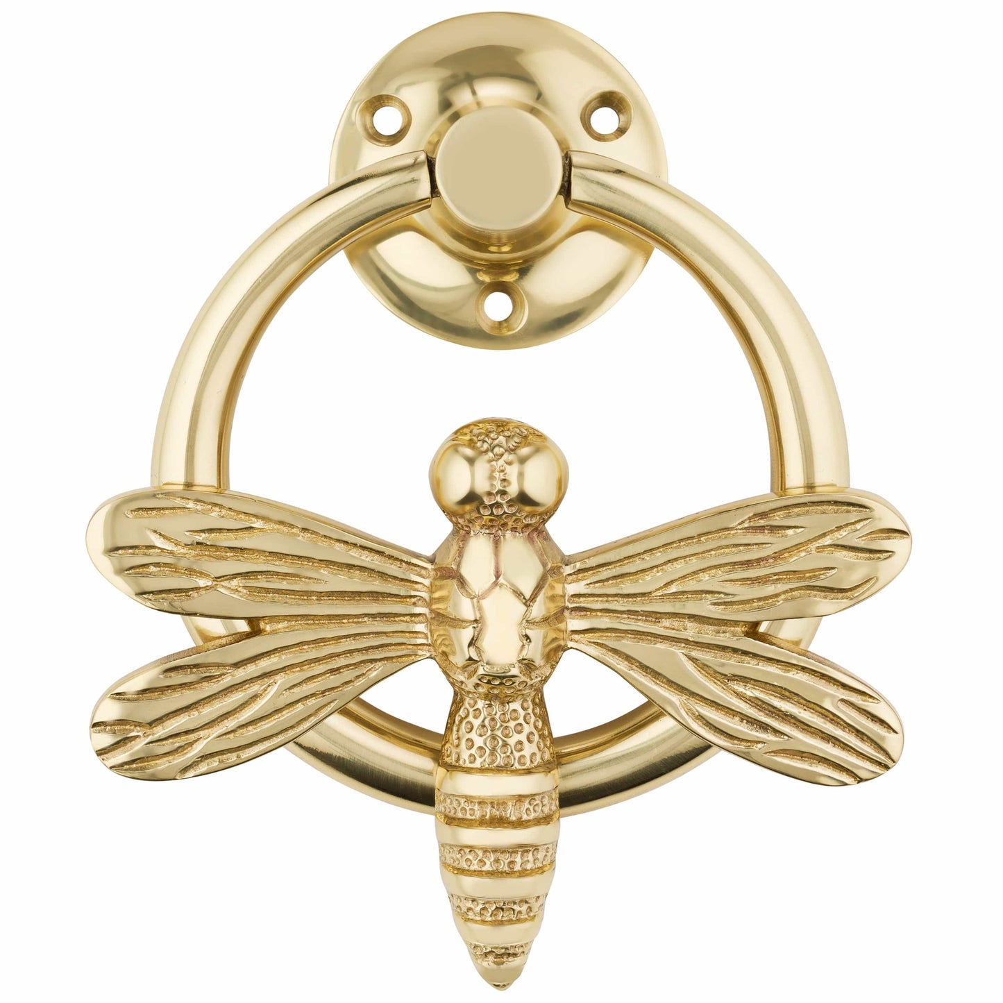 Brass Dragonfly Door Knocker with Ring - Brass Finish - Brass bee