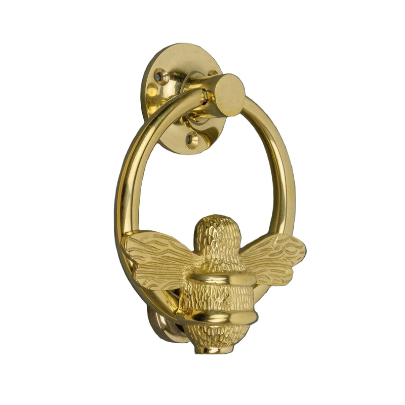 Bumble Bee Ring Brass Door Knocker - Brass Finish - Brass bee
