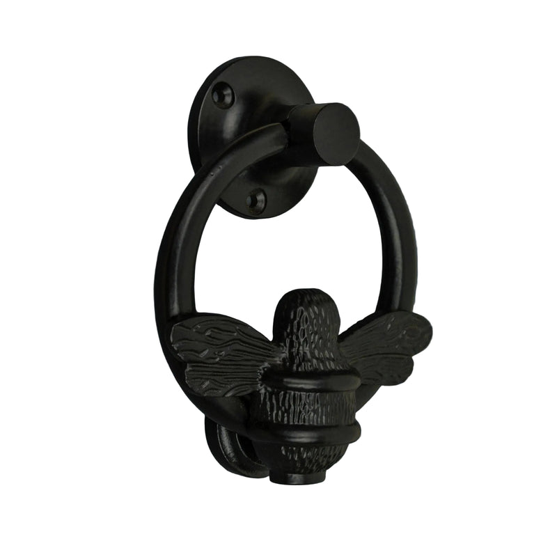 Brass Bumble Bee Ring Door Knocker - Black Finish - Brass bee