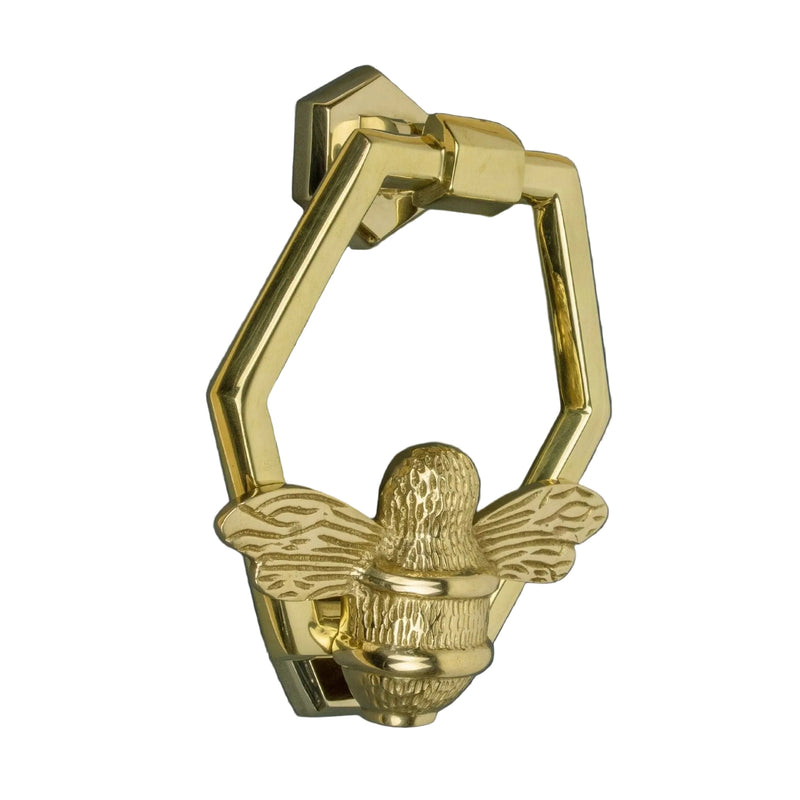 Brass Bumble Bee Honeycomb Door Knocker - Brass Finish - Brass bee
