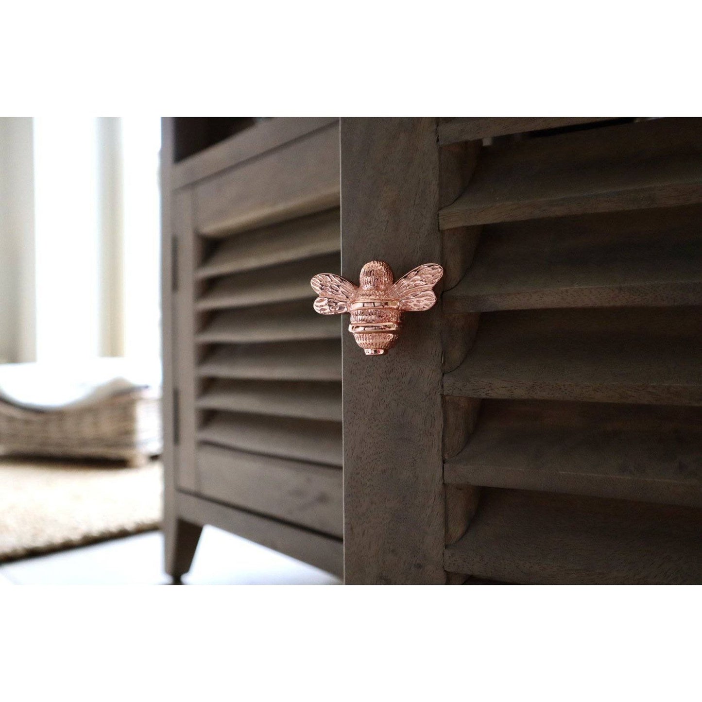 Brass Bee Drawer Cabinet Knob - Rose Gold Finish - Brass bee