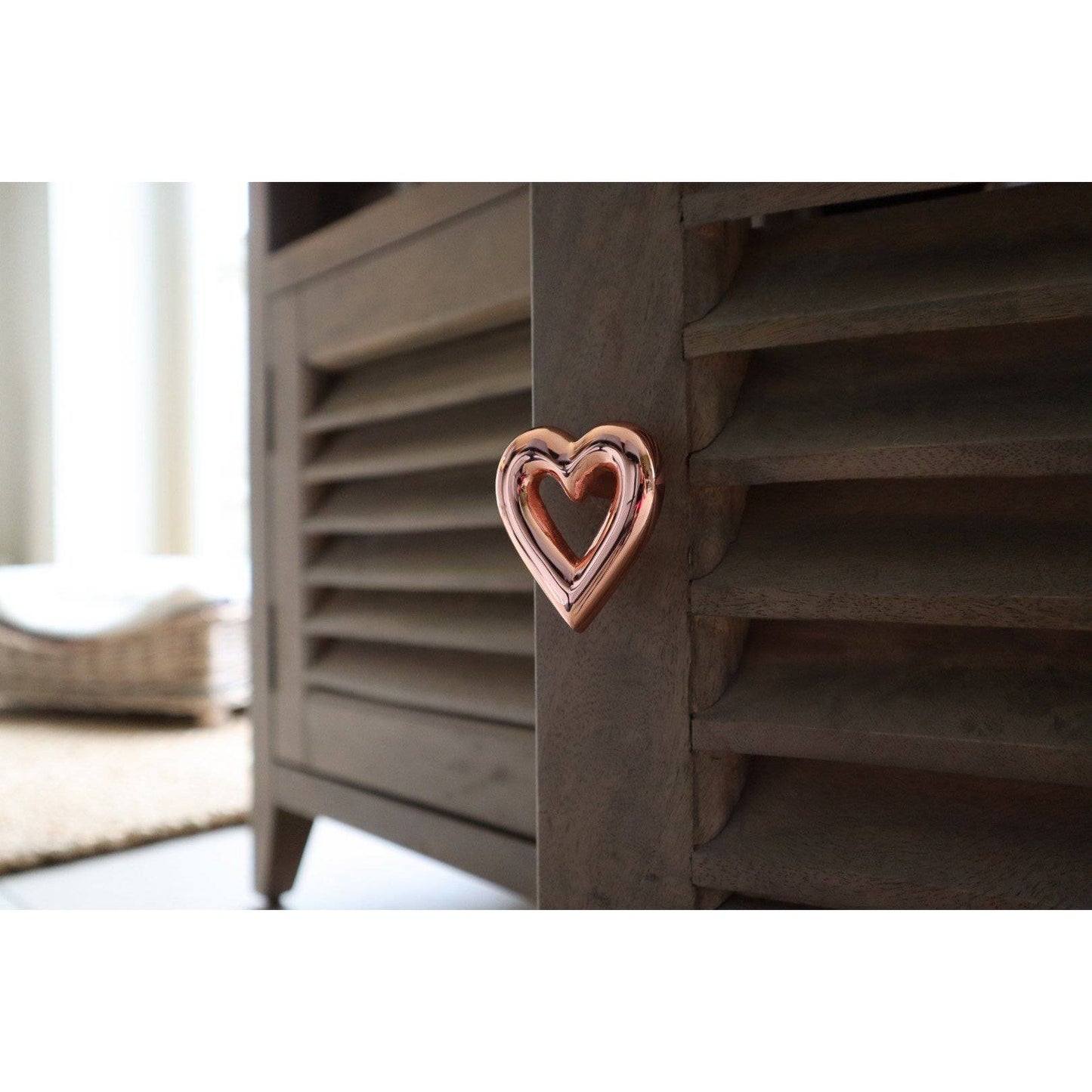 Brass Heart Drawer Cabinet Knob - Rose Gold Finish - Brass bee