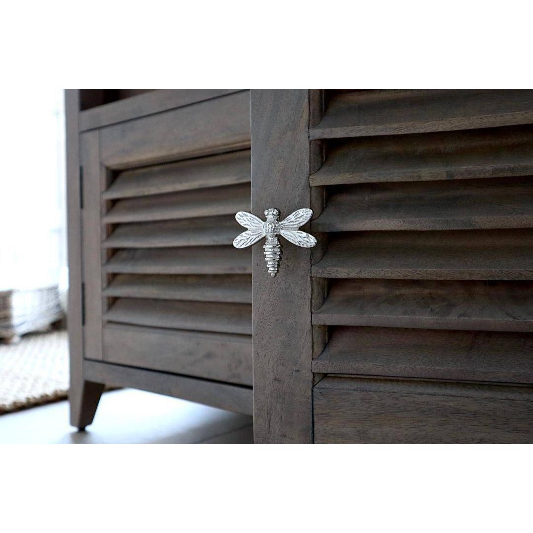 Brass Dragonfly Drawer Knob - Nickel Finish - Brass bee