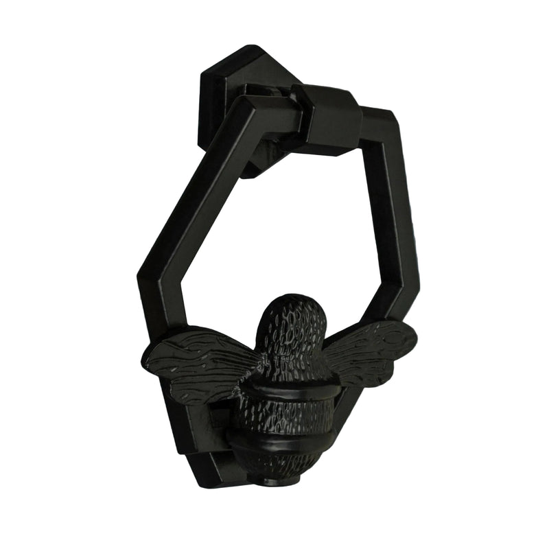 Brass Bumble Bee Honeycomb Door Knocker - Black Finish - Brass bee