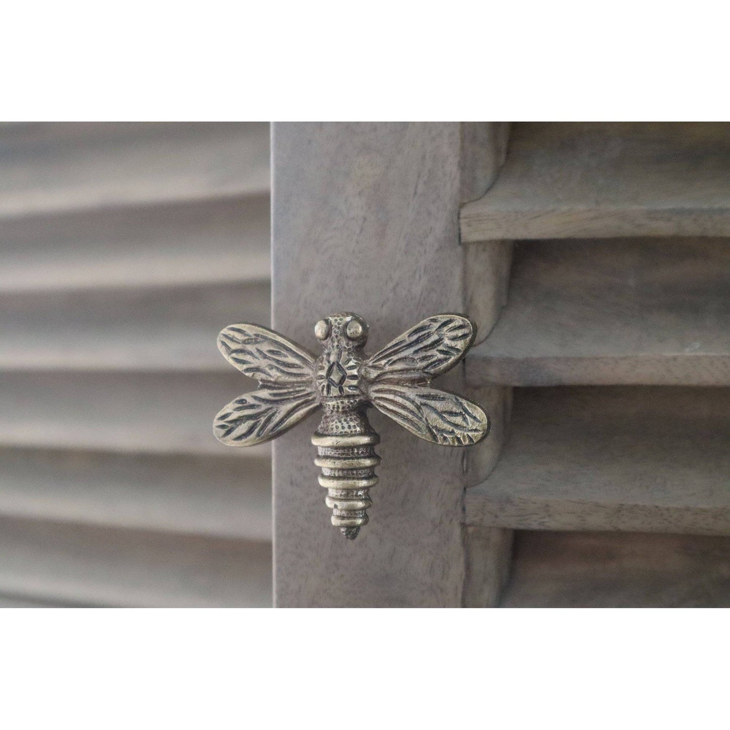 Brass Dragonfly Drawer Knob - Pewter Finish - Brass bee