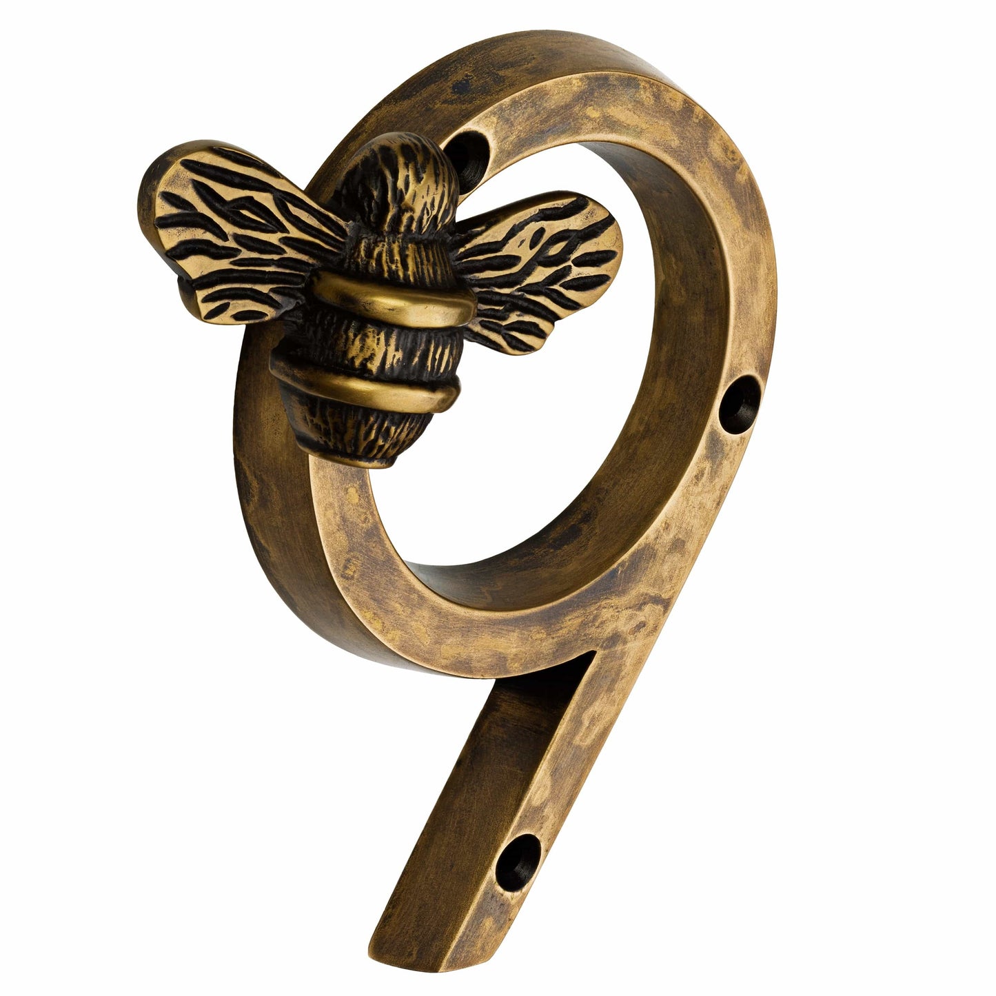 Brass bee Premium House Numbers with Bee in Heritage Finish 0-9 - 4 Inch Pre-order (1-2 weeks) - Brass bee