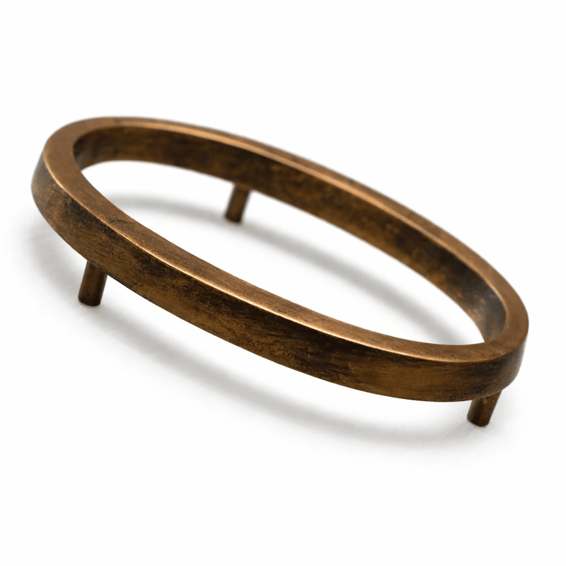 Brass Bee Floating House Number 5 in heritage finish, featuring an oval shape with a bronze-like texture and three support legs for mounting.