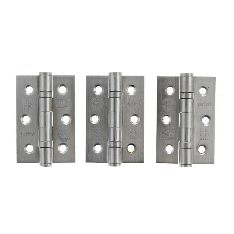 CE Fire Rated Grade 7 Ball Bearing Hinges 3" x 2" x 2mm set of 3 Satin Stainless Steel Love Handles uk