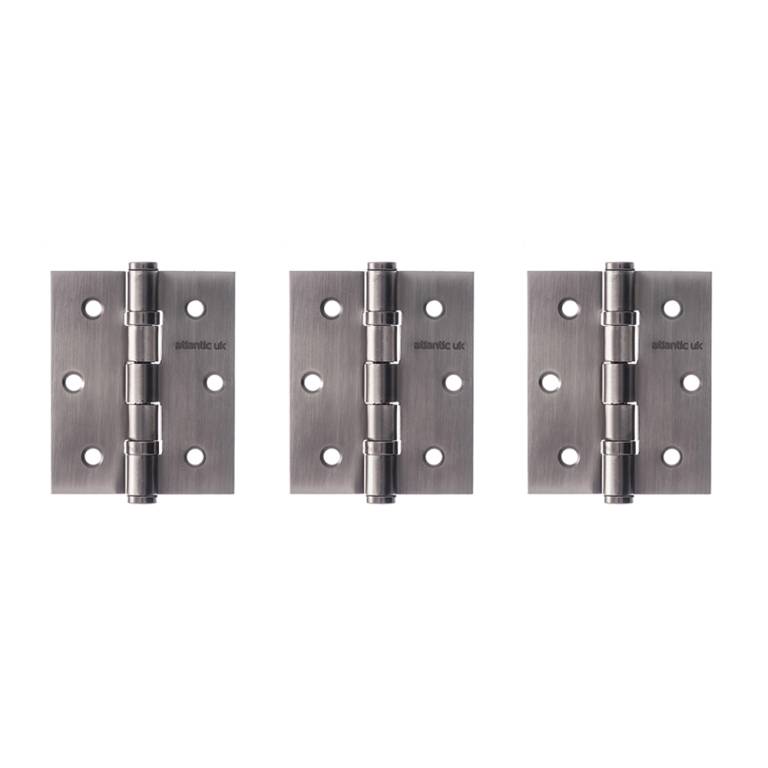 Atlantic Ball Bearing Hinges 3" x 2.5" x 2.5mm - Set of 3 Matt Gun Metal (MBN) Love Handles uk