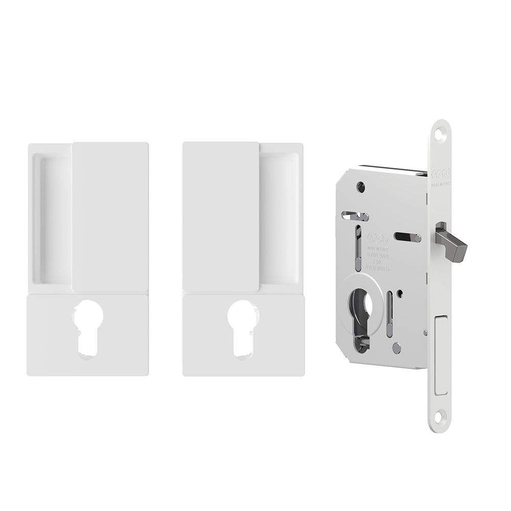 AGB Wave Pocket Door Handle & Lock Set