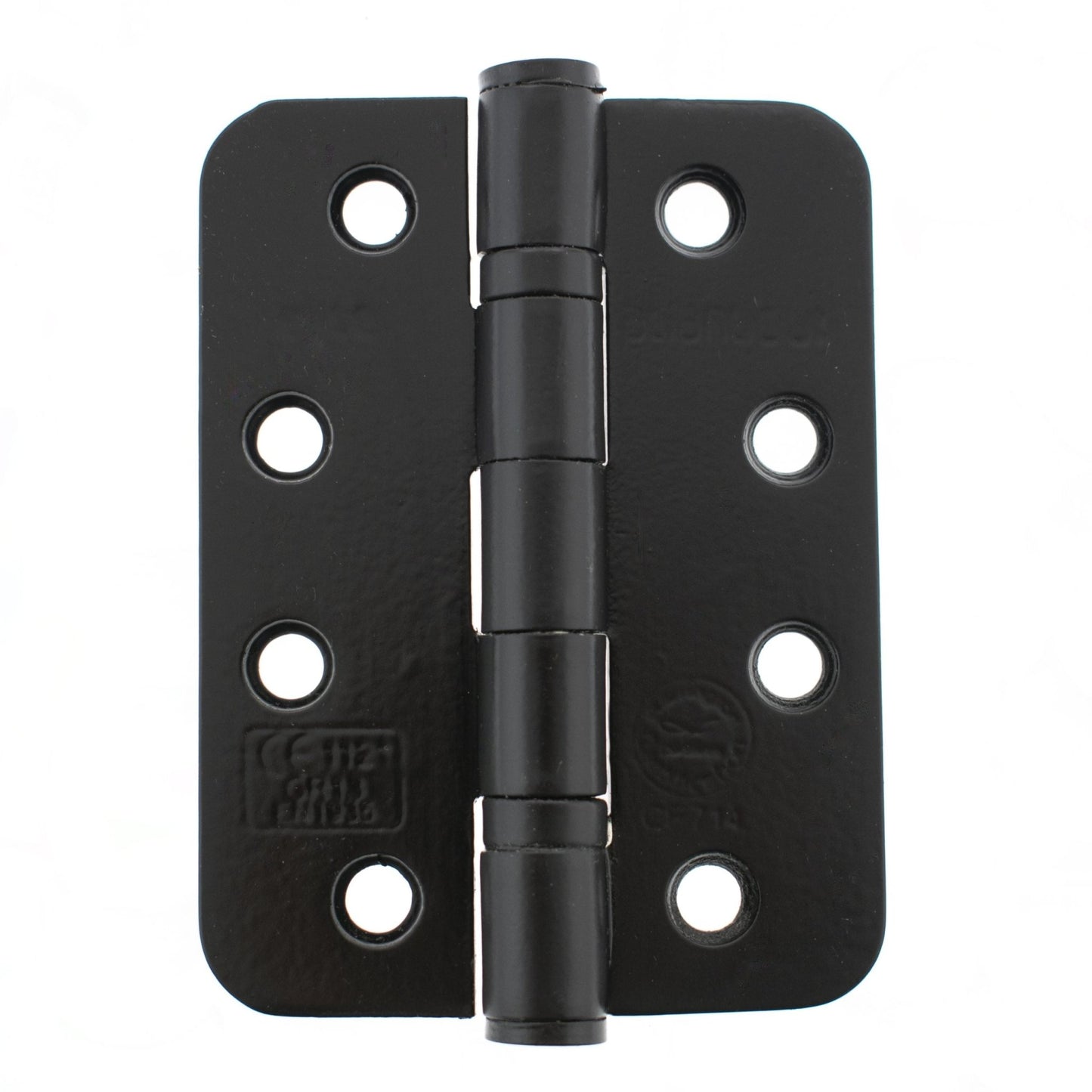 Atlantic 4" Hinge in black, made of durable metal, featuring a traditional design with multiple holes for easy installation.