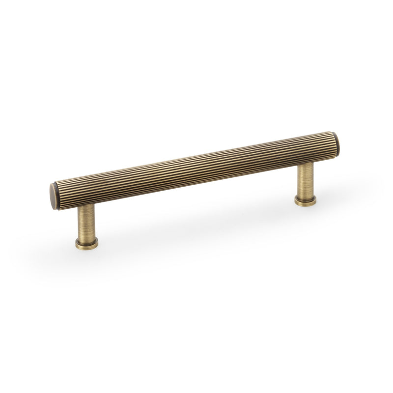 Crispin Reeded T-Bar Cupboard Pull Handle Antique Brass 128mm
