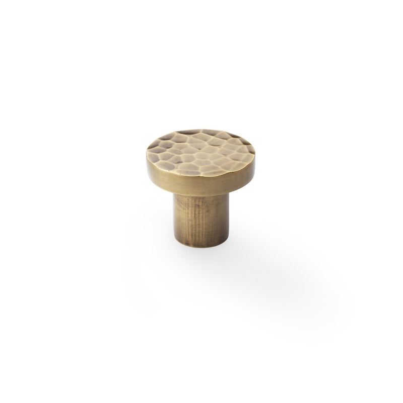 Hanover Hammered Cupboard Knob Antique Brass 30mm