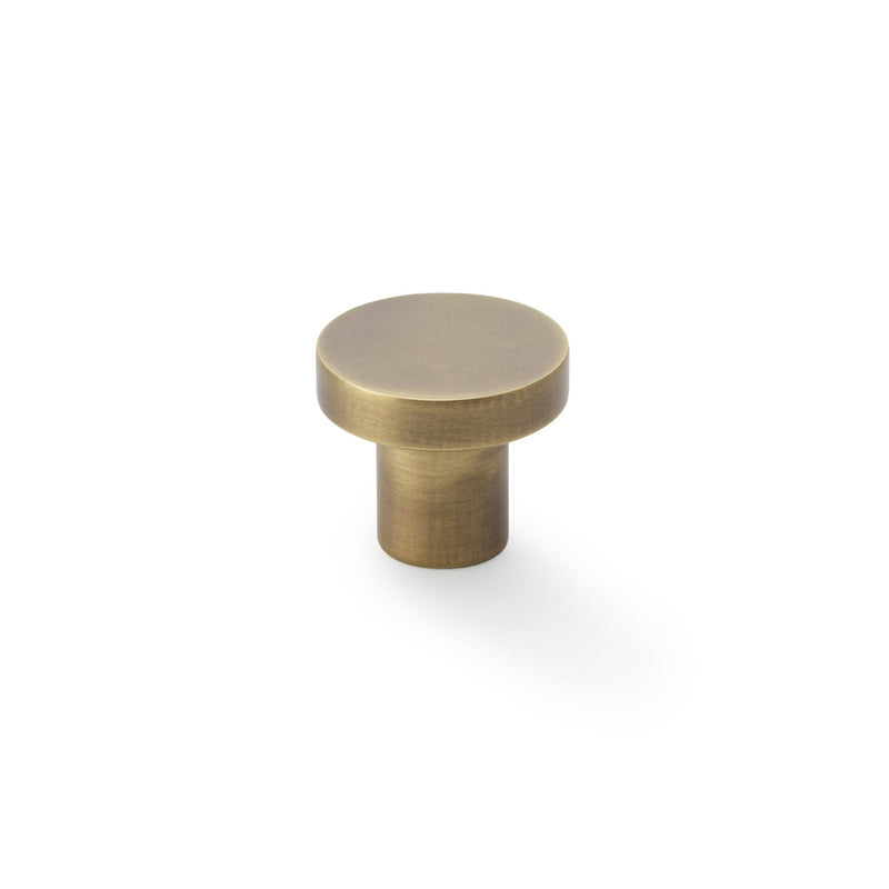 Hanover Plain Cupboard Knob Antique Brass 30mm
