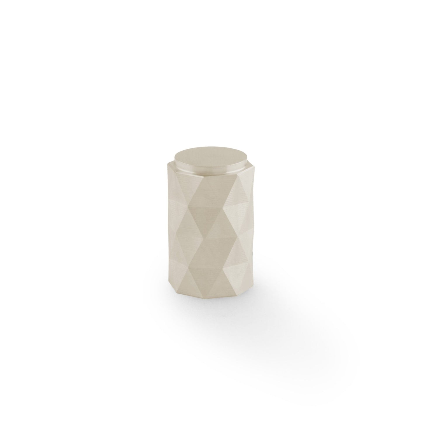 Alexander & Wilks Diamond Cut Cylinder Cabinet Knob featuring a faceted design in a neutral color. The knob is cylindrical in shape, providing a modern accent for cabinetry or furniture.
