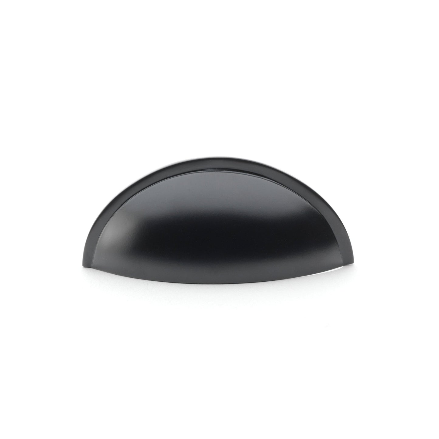Alexander & Wilks Quieslade Cup Handle in black, featuring a sleek curved design with a polished finish, ideal for cabinets or drawers.