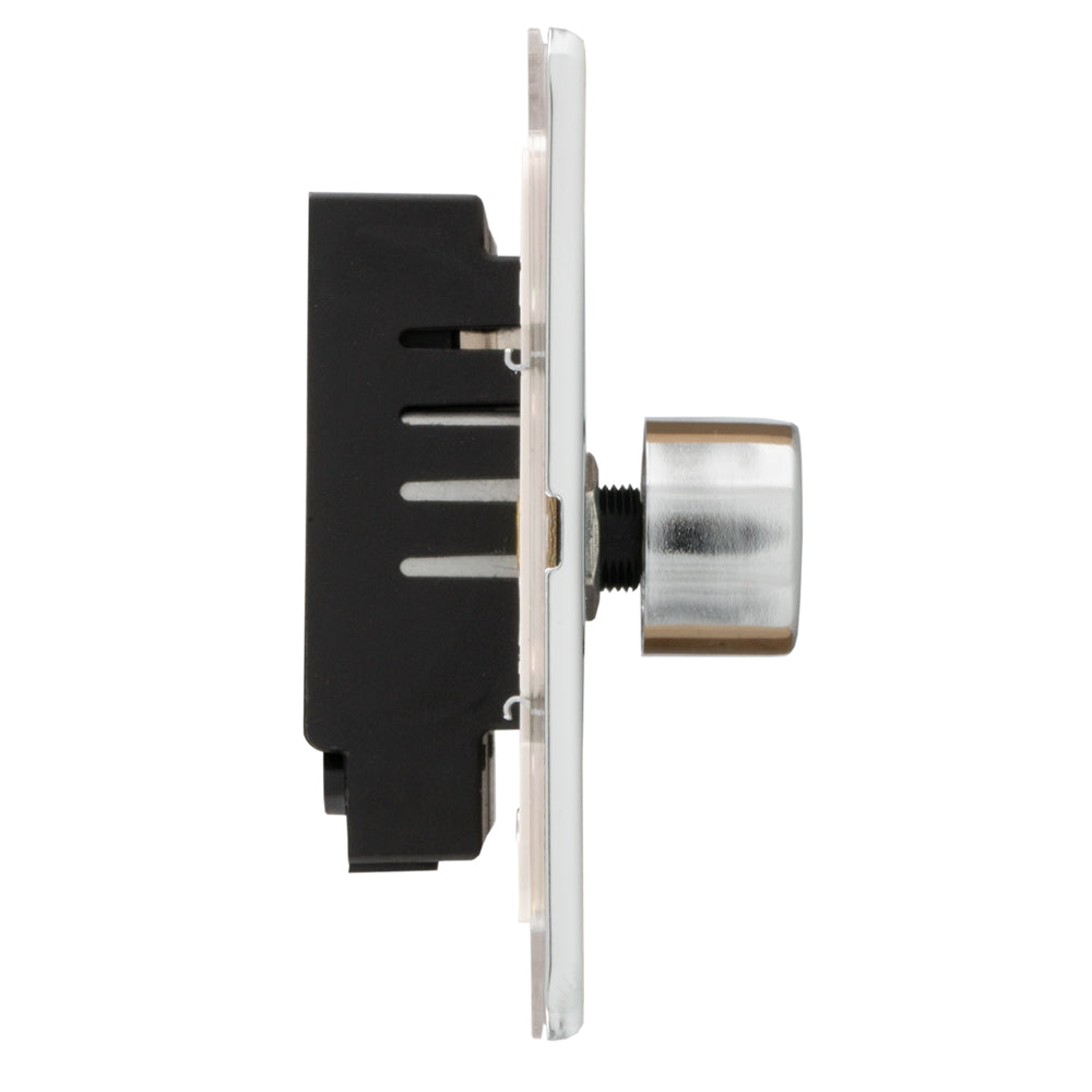 Concealed 3mm 2 Gang Led Push On Off 2Way Dimmer - Polished Chrome