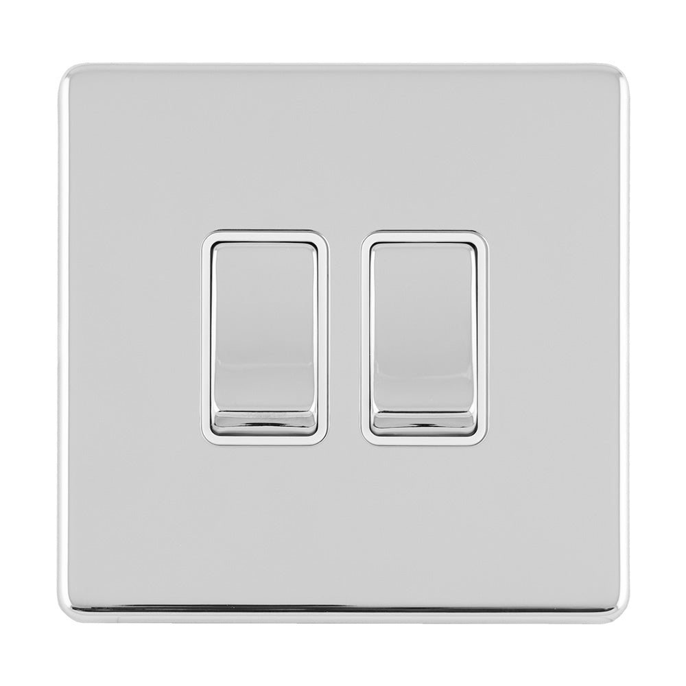 Concealed 3mm 2 Gang 10Amp 2Way Switch - Polished Chrome