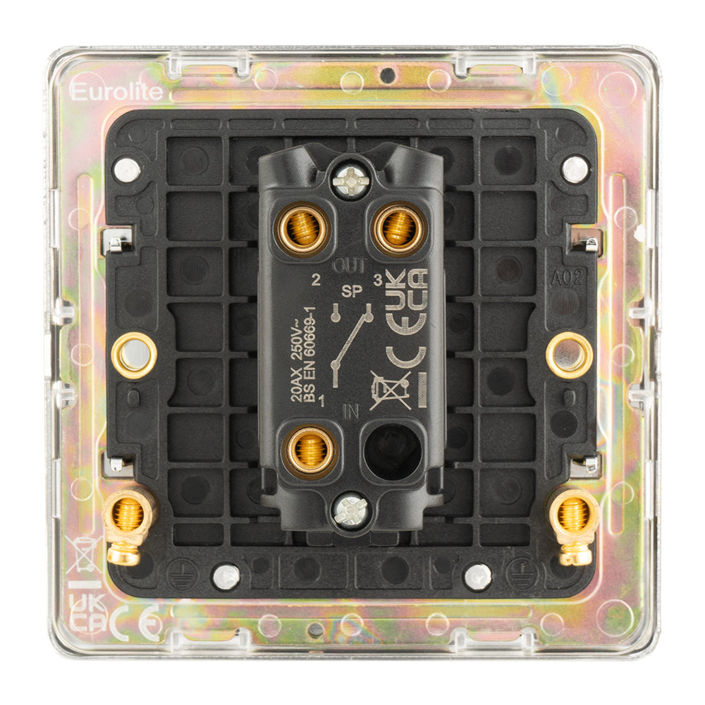 Concealed 3mm 1 Gang 10Amp 2Way Toggle Switch Polished Chrome Plate - Polished Chrome