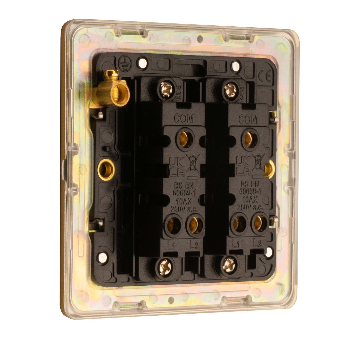 Concealed 3mm 2 Gang 2Way Switch - Satin Brass