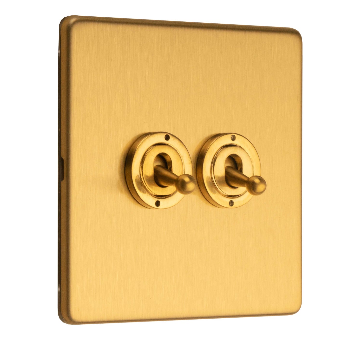 Concealed 3mm 2 Gang 2 Way Toggle Switch - Satin Brass