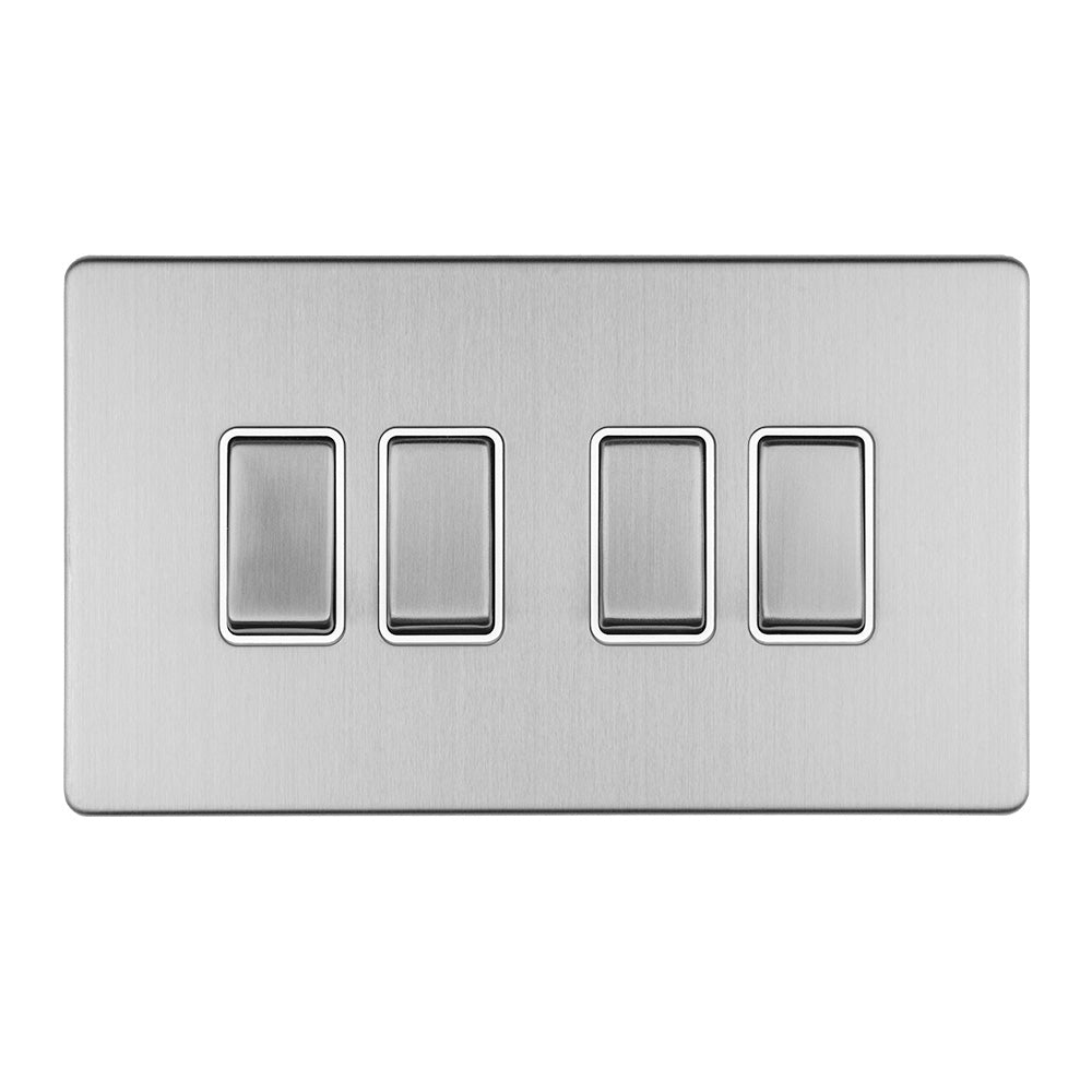 Concealed 3mm 4 Gang 10Amp 2Way Switch - Stainless Steel