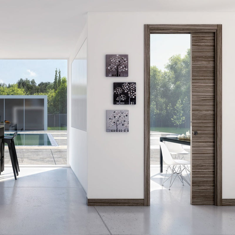 Ermetika Evokit Pocket Door System 1026mm x 2040mm Raw Wood 100mm Love Handles uk
