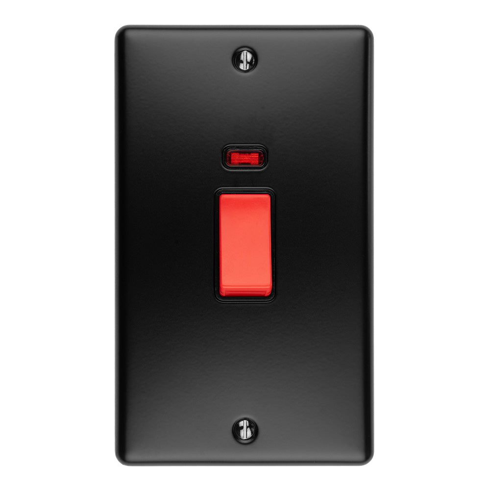 Enhance Decorative 45Amp Switch With Neon Indicator - Matt Black