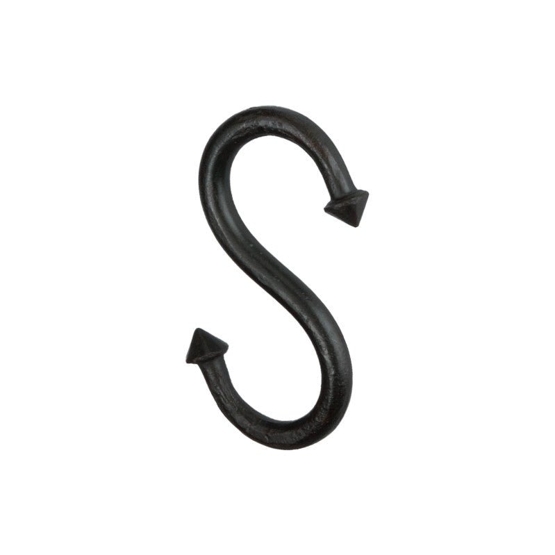 Spira Brass S-Hook Large in matt black finish, featuring a double-ended design with pointed ends for secure hanging.