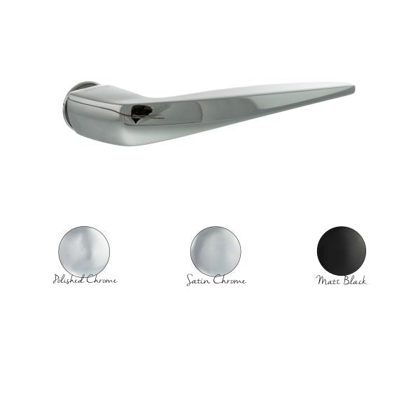 Forme Foglia Lever Door Handle on Concealed Round Rose – Available in 3 finishes