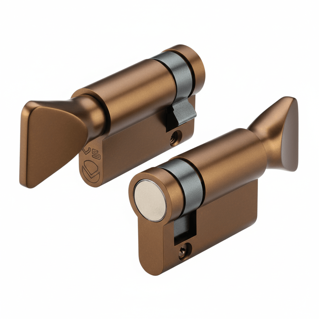V5 Euro Profile Single Turn Cylinder PVD Bronze 40mm Love Handles uk