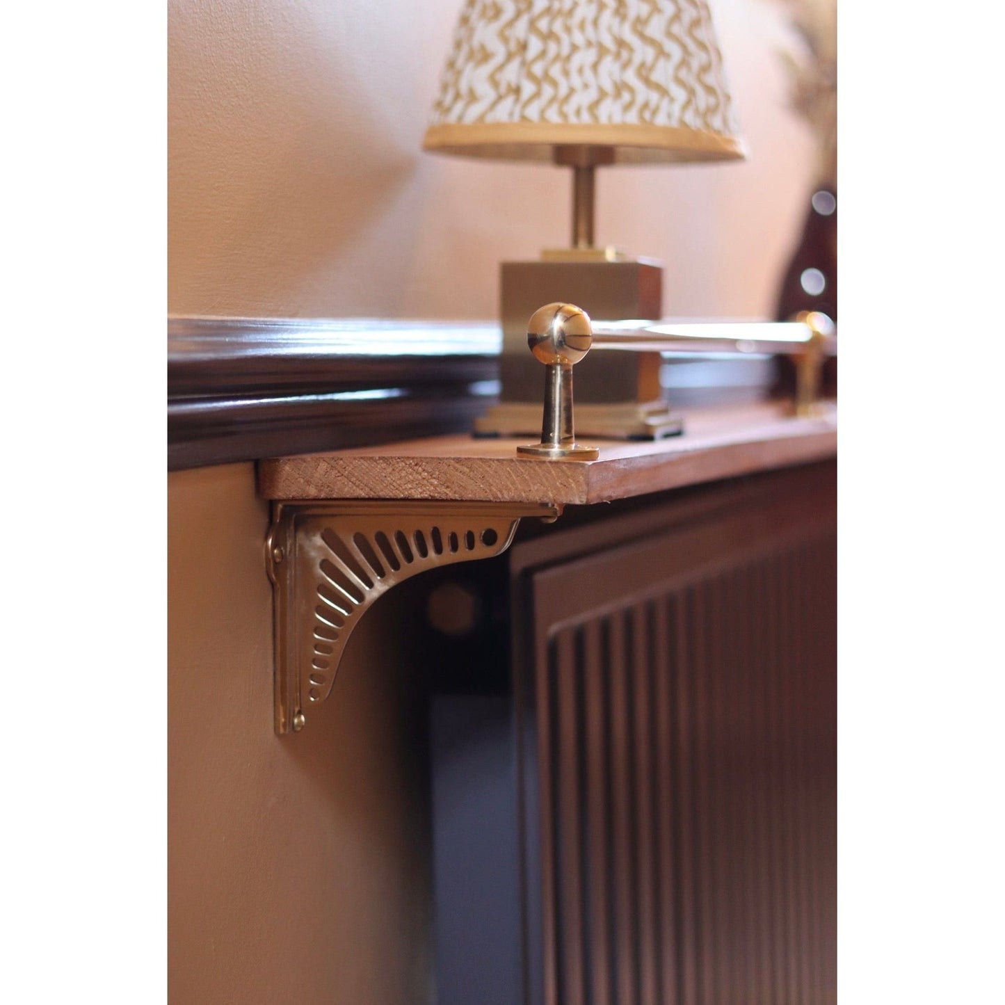 Satin Brass Sunrise Shelf Brackets - Heavy Duty Solid Brass - Brass bee