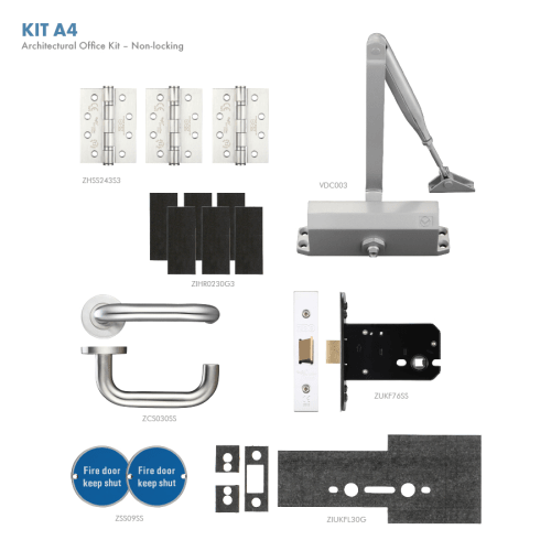 Fire Door Pack - Office kit – Non Locking - Architectural Version 30 minutes Love Handles uk