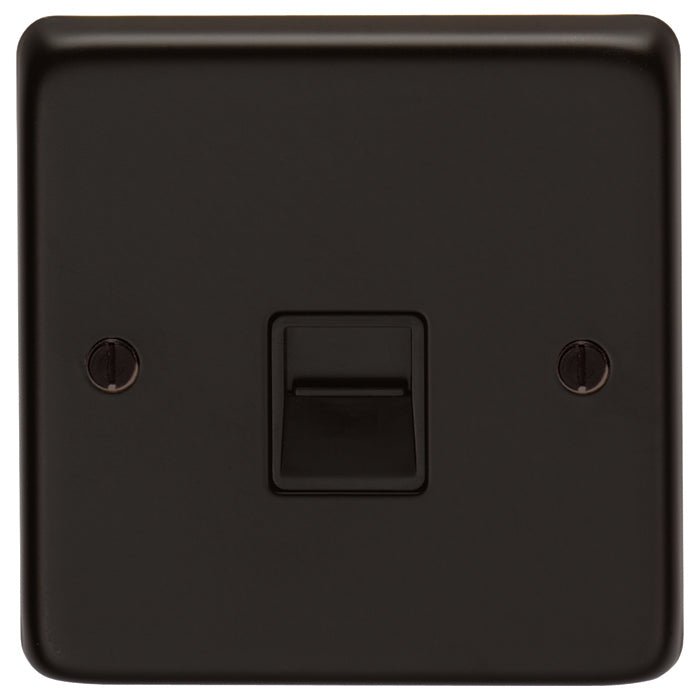 Eurolite Stainless Steel Telephone Slave in matt black, featuring a rectangular switch design with two mounting screws on a smooth surface.