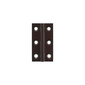 Atlantic Millhouse Brass Cabinet Butt Hinges measuring 50mm x 28mm x 2mm, featuring a durable brass finish with six mounting holes for installation.