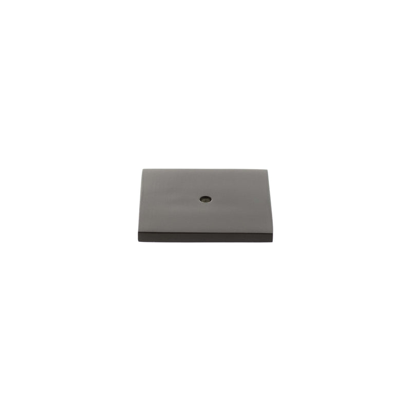 Atlantic Millhouse Brass Square Cabinet Handle Backplate in a dark finish, featuring a flat square design with a central mounting hole for easy installation.