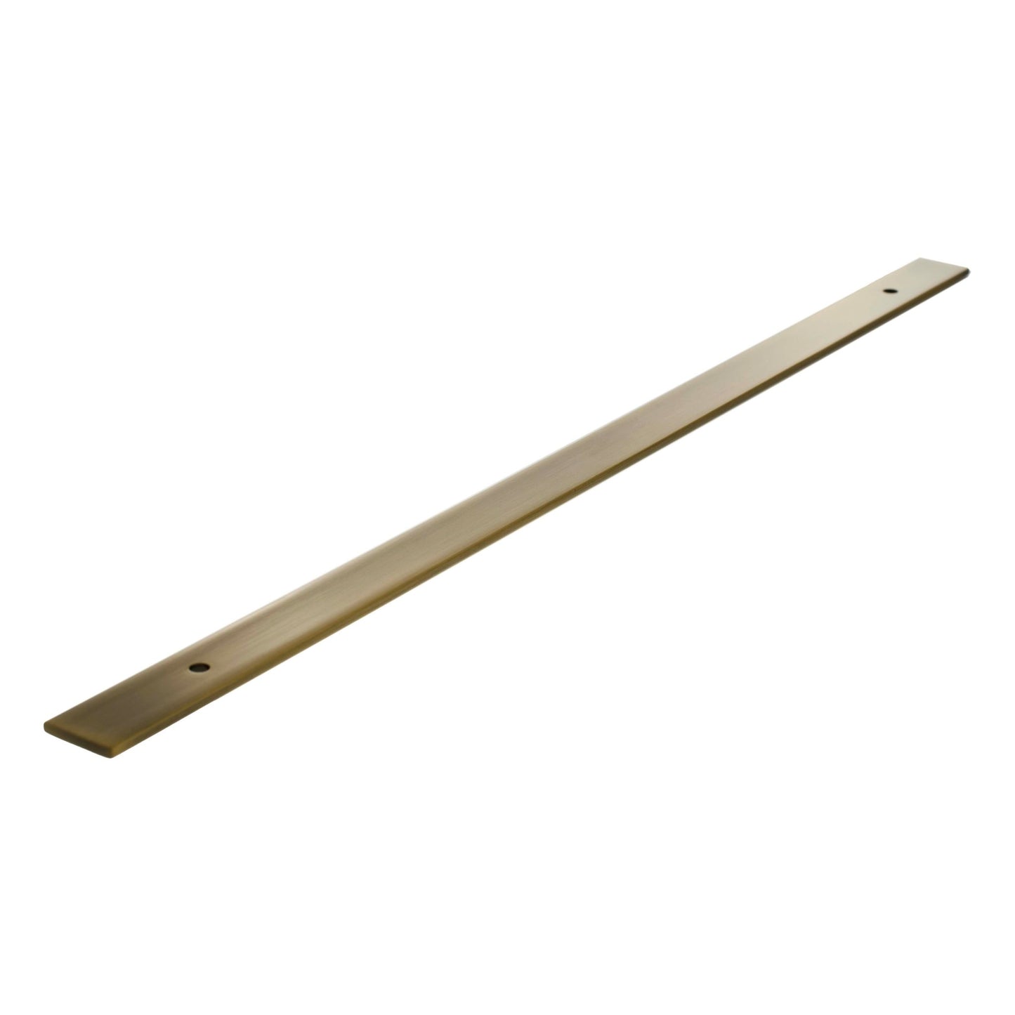Atlantic Millhouse Brass Long Wide Cabinet Handle Backplate measuring 320mm, featuring a sleek, elongated design in a brushed brass finish, suitable for enhancing cabinet hardware.