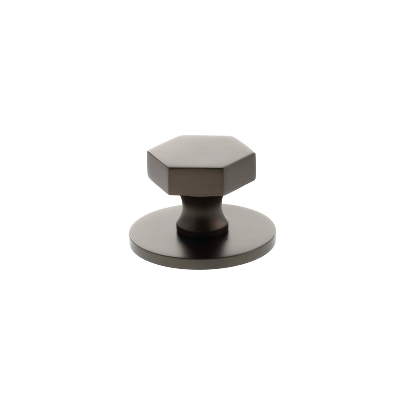 Millhouse Brass Pennington Hexagonal Cabinet Knob Handle on Backplate