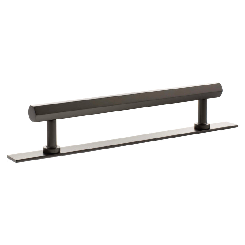 Millhouse Brass Pennington Hexagonal T-Bar Cabinet Pull Handle on Backplate 160mm