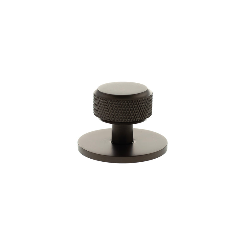 Millhouse Brass Eiffel Knurled Round Cabinet Knob Handle on Backplate