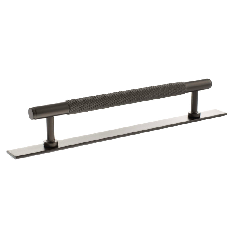 Millhouse Brass Eiffel Knurled T-Bar Cabinet Pull Handle on Backplate 160mm