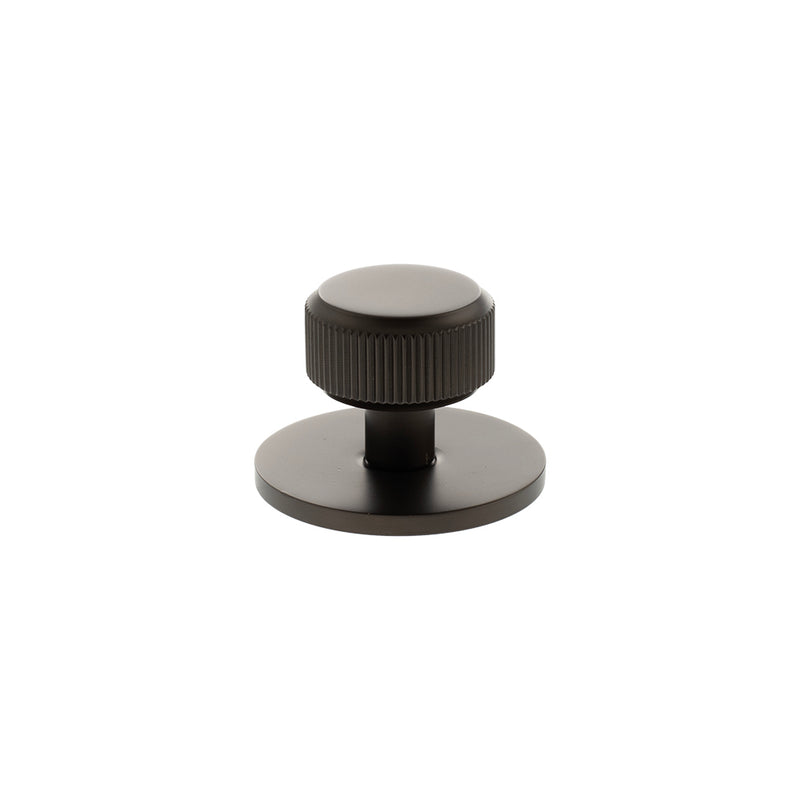 Millhouse Brass Battersea Linear Round Cabinet Knob Handle on Backplate
