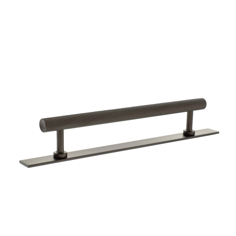 Millhouse Brass Paddington Spiral T-Bar Cabinet Pull Handle on Backplate 160mm